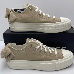 Converse Women's Tan Lace Platforms A10246CCTAS LIFT OXNUTTY GRANOLA/EGRET/LIG