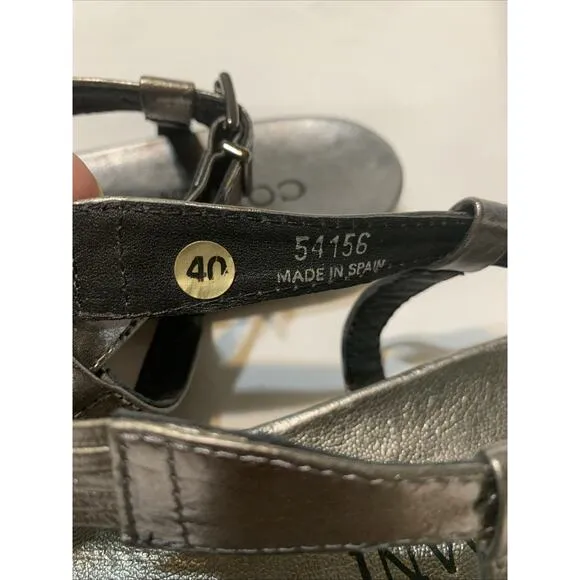 Cordani Sarita Pewter Sandals Womens 40 US 9 Thong Silver Made In Spain