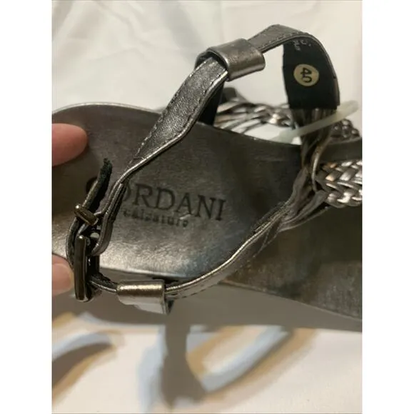 Cordani Sarita Pewter Sandals Womens 40 US 9 Thong Silver Made In Spain