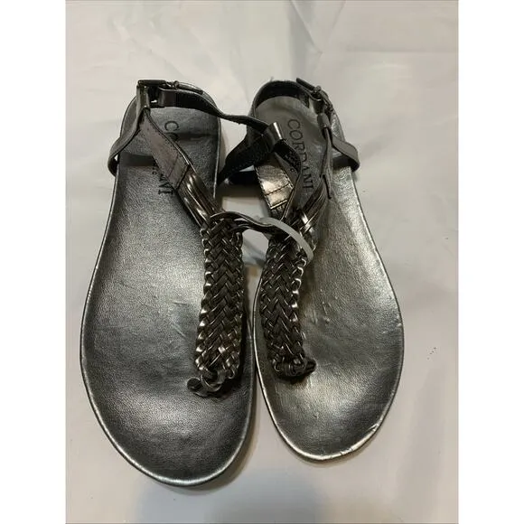 Cordani Sarita Pewter Sandals Womens 40 US 9 Thong Silver Made In Spain