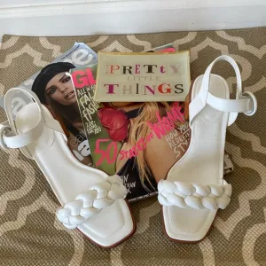 “Coutgo” white sandals; size 7; NWOT