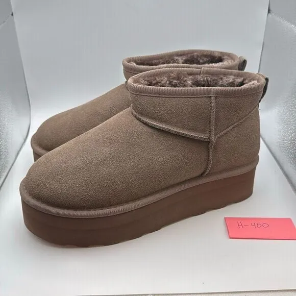 CUSHIONAIRE Cozy Women’s Platform Ankle Boots SIZE 10 WIDE TAUPE