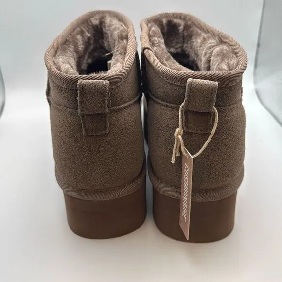 CUSHIONAIRE Cozy Women’s Platform Ankle Boots SIZE 10 WIDE TAUPE