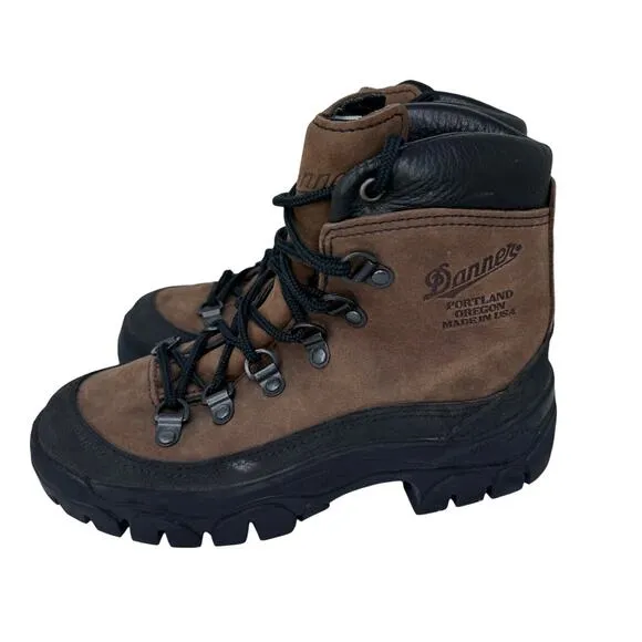 Danner Combat Hiker Hiking Boots Lace Up Round Toe Leather 43513X Brown Size 3