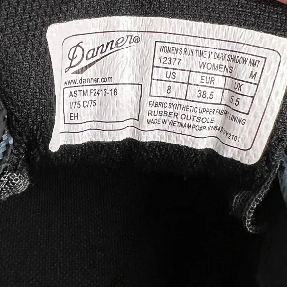 Danner Womens Run Time Black Safety Shoes Size 8 (6954914)