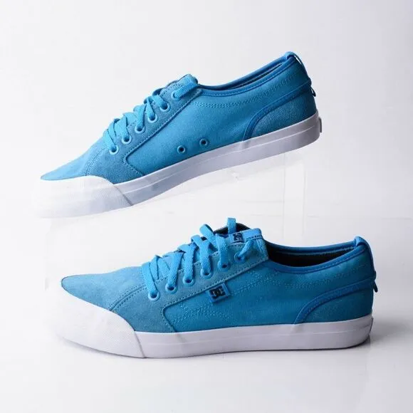 DC Youths Evan Boys Aqua Blue Leather Skateboard Shoes Sneakers Sz 7 Eu 39 Low