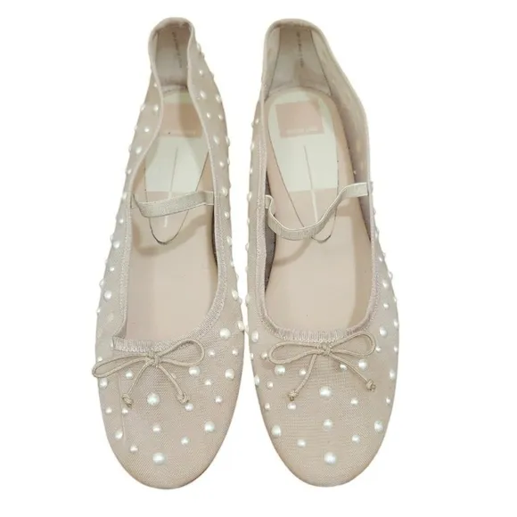 Dolce Vita Cadel Women’s Size 11 Shoes Pearl Ballet Flats Mesh See Through Beige