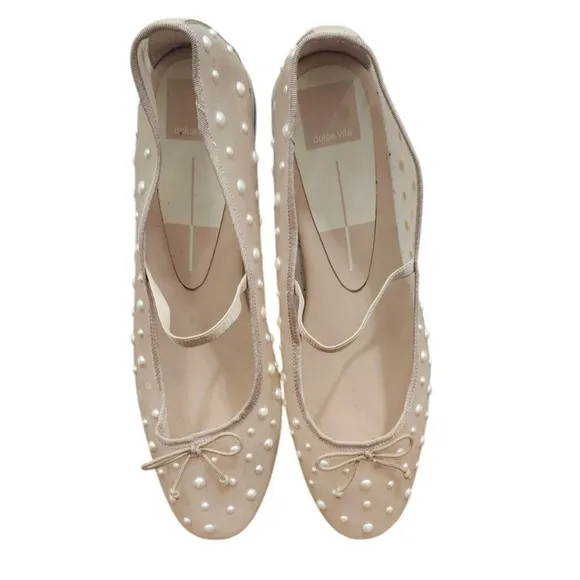 Dolce Vita Cadel Women’s Size 11 Shoes Pearl Ballet Flats Mesh See Through Beige
