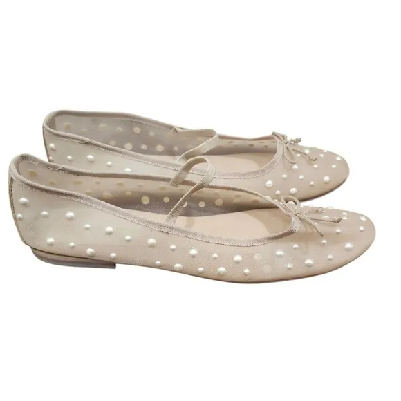 Dolce Vita Cadel Women’s Size 11 Shoes Pearl Ballet Flats Mesh See Through Beige