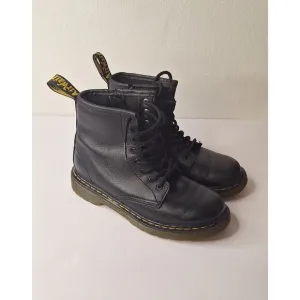 Dr. Martens Youth Boys 1460T Leather Lace Up Combat Boots-Size 2-Black  Camping