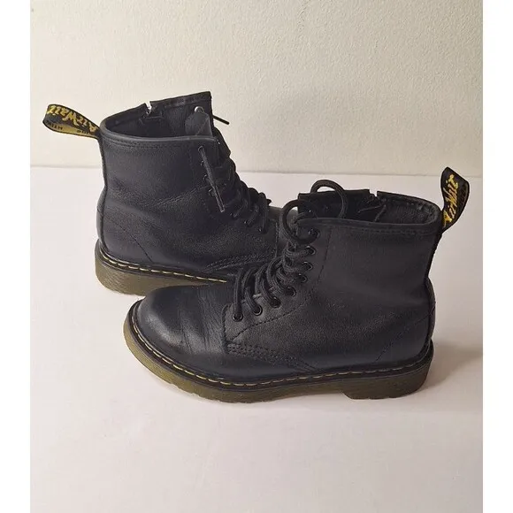 Dr. Martens Youth Boys 1460T Leather Lace Up Combat Boots-Size 2-Black  Camping