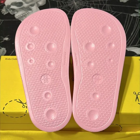 DS OFF-WHITE KIDS VIRGIL ABLOH PINK FUCHSIA SLIDES SANDALS SZ 12C NIB RARE