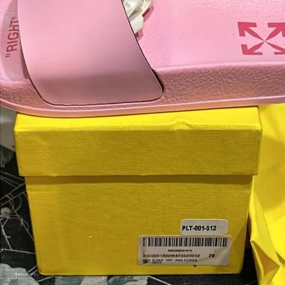 DS OFF-WHITE KIDS VIRGIL ABLOH PINK FUCHSIA SLIDES SANDALS SZ 12C NIB RARE