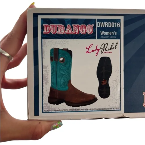 Durango Women’s 6.5M Brown &amp; Turquoise Lady Rebel Western Cowgirl Boots #DWRD016