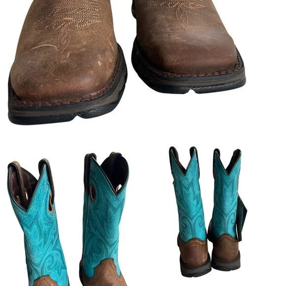 Durango Women’s 6.5M Brown &amp; Turquoise Lady Rebel Western Cowgirl Boots #DWRD016