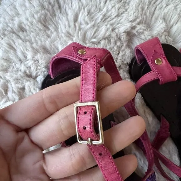 DVF Sequin Embellished Gladiator Sandals in Geometric Pink and Purple 5.5