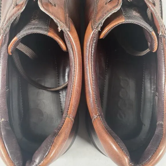 ECCO Aquet Men’s EU 45 US 11 Leather Sneakers Cocoa Brown Casual Walking Shoes