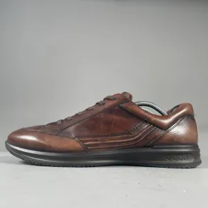 ECCO Aquet Men’s EU 45 US 11 Leather Sneakers Cocoa Brown Casual Walking Shoes