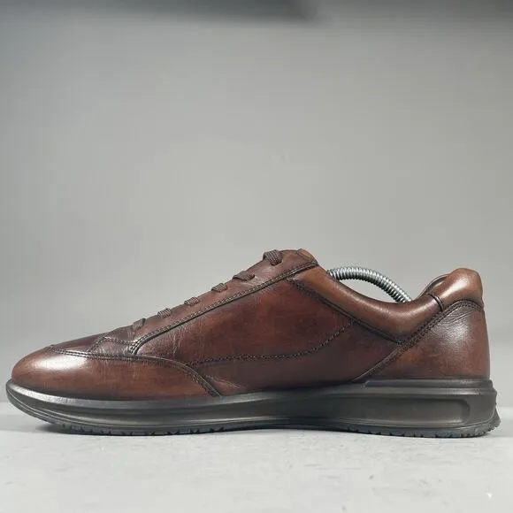 ECCO Aquet Men’s EU 45 US 11 Leather Sneakers Cocoa Brown Casual Walking Shoes