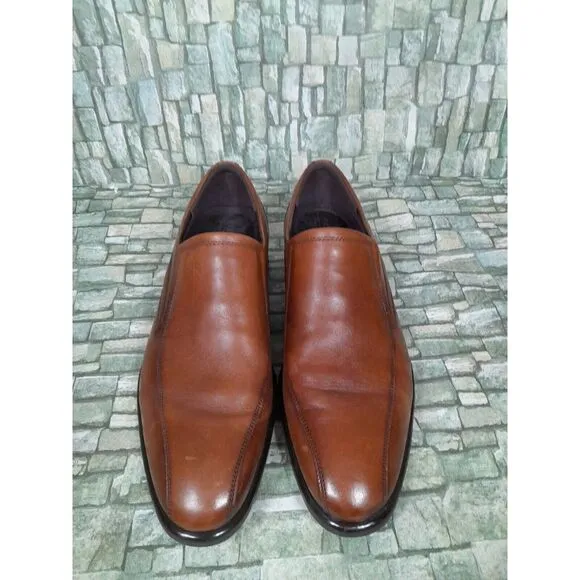 Ecco Citytray Slip-on Dress Shoes  Cognac Leather Loafer Men Sz 11‎