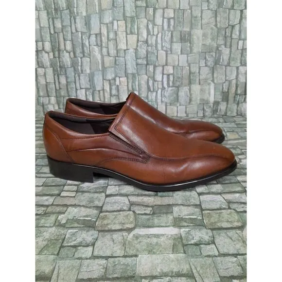 Ecco Citytray Slip-on Dress Shoes  Cognac Leather Loafer Men Sz 11‎