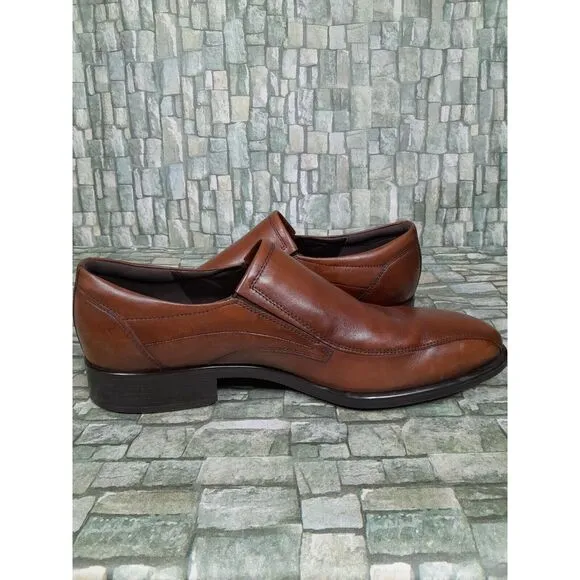 Ecco Citytray Slip-on Dress Shoes  Cognac Leather Loafer Men Sz 11‎