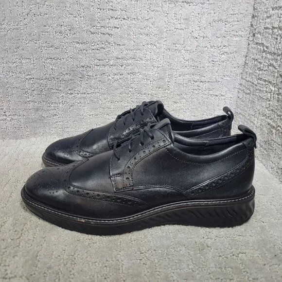 Ecco Derby Men's Size 9-9.5 Black Santiago Leather Wingtip Hybrid Dress Shoes