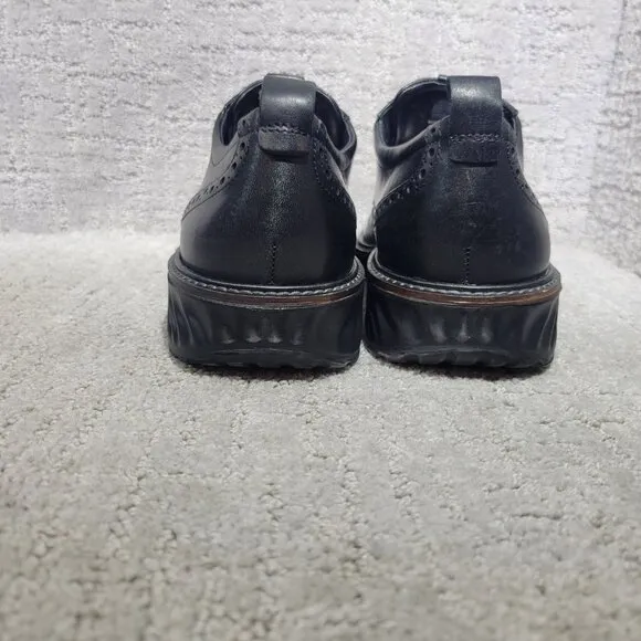 Ecco Derby Men's Size 9-9.5 Black Santiago Leather Wingtip Hybrid Dress Shoes