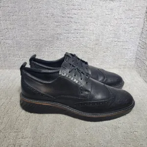 Ecco Derby Men's Size 9-9.5 Black Santiago Leather Wingtip Hybrid Dress Shoes