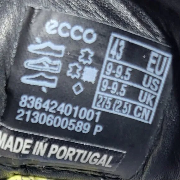 Ecco Derby Men's Size 9-9.5 Black Santiago Leather Wingtip Hybrid Dress Shoes