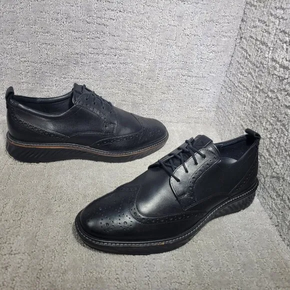 Ecco Derby Men's Size 9-9.5 Black Santiago Leather Wingtip Hybrid Dress Shoes