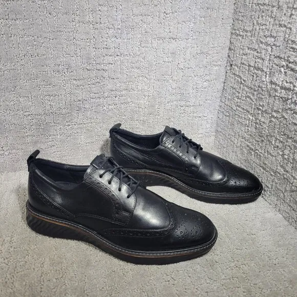 Ecco Derby Men's Size 9-9.5 Black Santiago Leather Wingtip Hybrid Dress Shoes