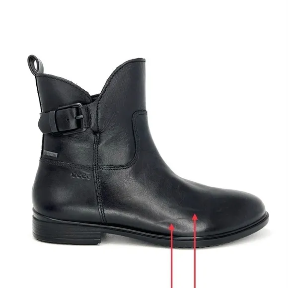 Ecco Gore-Tex Ankle Boots Size 5/36 Black Leather Low Heel Waterproof New NWT