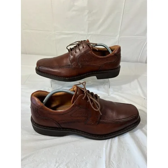 ECCO Helsinki Oxford Brown Leather Bicycle Toe Dress Shoes Size 42 EU 8 US