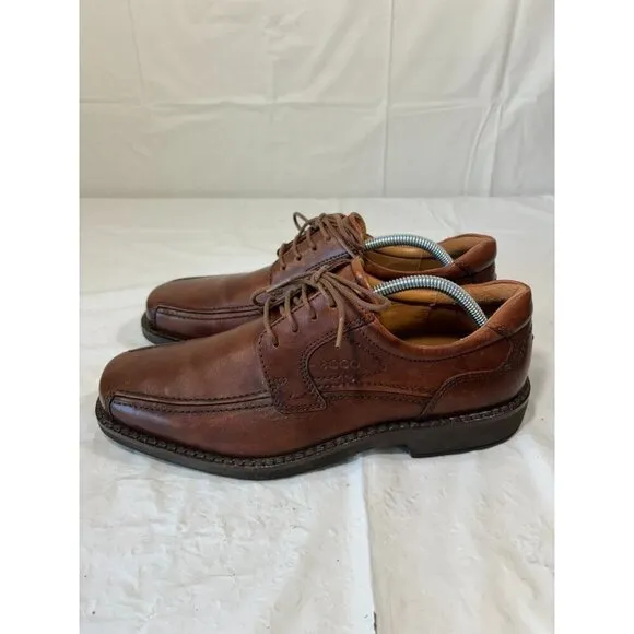 ECCO Helsinki Oxford Brown Leather Bicycle Toe Dress Shoes Size 42 EU 8 US
