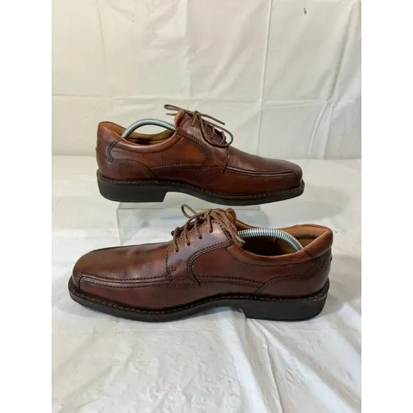 ECCO Helsinki Oxford Brown Leather Bicycle Toe Dress Shoes Size 42 EU 8 US