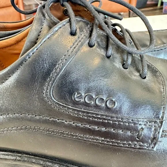 ECCO Men's New Jersey Lace Oxfords Black Leather Business Career Dress Shoes 45