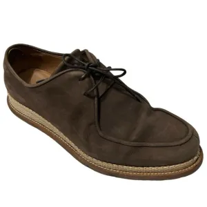 Ferragamo Suede Nubuck Leather Brown Oxford Lace Up Mens Casual shoes 8.5
