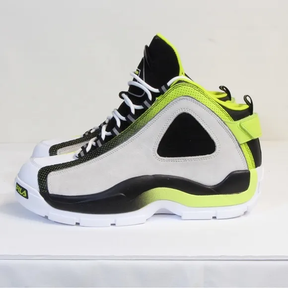 Fila Grant Hill 2 White/Black/Lime Men's Athletic Basketball Shoes NWT