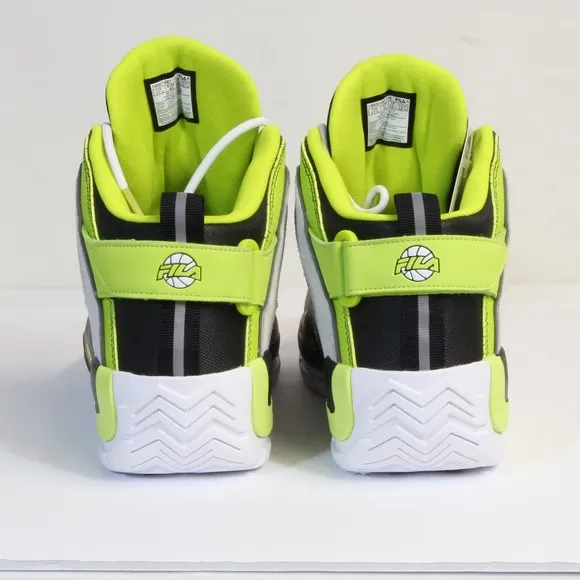 Fila Grant Hill 2 White/Black/Lime Men's Athletic Basketball Shoes NWT