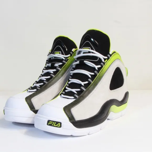 Fila Grant Hill 2 White/Black/Lime Men's Athletic Basketball Shoes NWT
