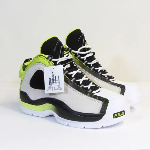 Fila Grant Hill 2 White/Black/Lime Men's Athletic Basketball Shoes NWT