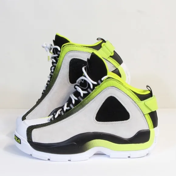 Fila Grant Hill 2 White/Black/Lime Men's Athletic Basketball Shoes NWT