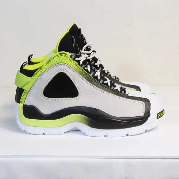 Fila Grant Hill 2 White/Black/Lime Men's Athletic Basketball Shoes NWT