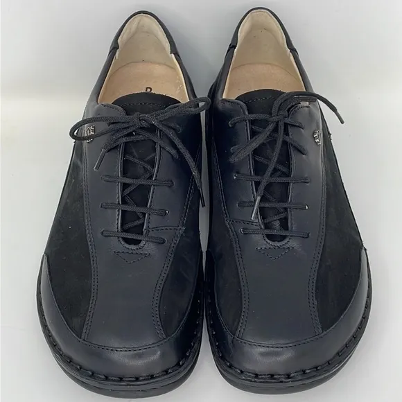 Finn Comfort Walking Shoes NWOT Lace Up Black Suede Leather Size 38 US 7.5 - 8