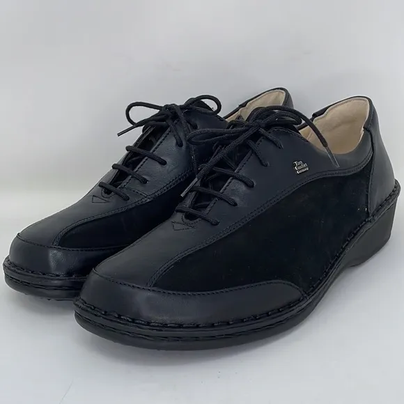 Finn Comfort Walking Shoes NWOT Lace Up Black Suede Leather Size 38 US 7.5 - 8
