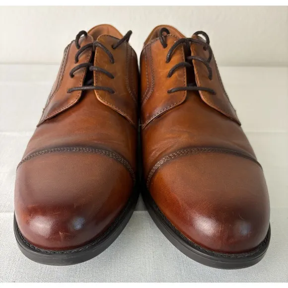 Florsheim Mens Center Cap Toe 11.5D Dress Oxford Shoes Brown Leather Lace Up