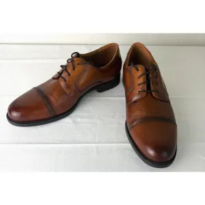 Florsheim Mens Center Cap Toe 11.5D Dress Oxford Shoes Brown Leather Lace Up