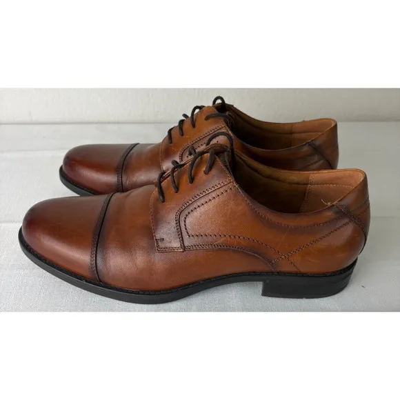 Florsheim Mens Center Cap Toe 11.5D Dress Oxford Shoes Brown Leather Lace Up