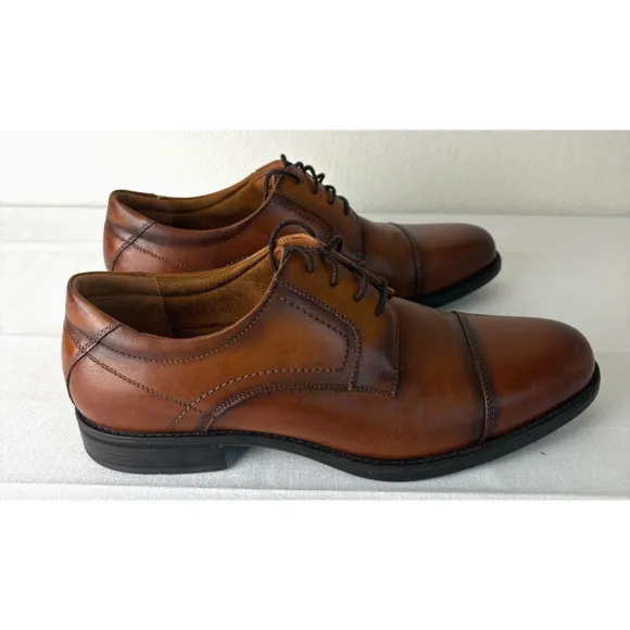 Florsheim Mens Center Cap Toe 11.5D Dress Oxford Shoes Brown Leather Lace Up
